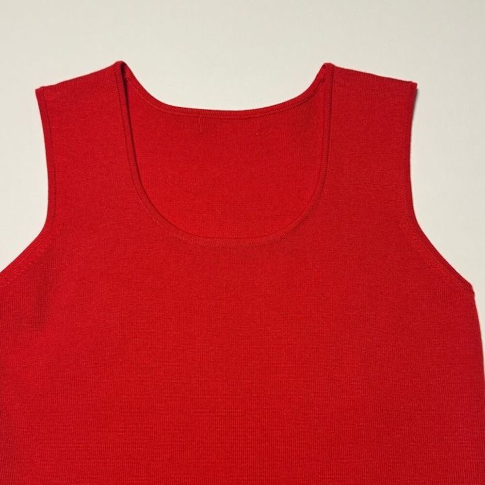 Women’s Red Knit Tank Top Sleeveless Sweater Shell Scoop Neck Pullover Vintage - Picture 4 of 4